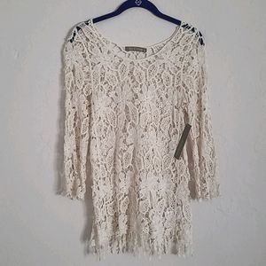 Finn & Clover Crocheted top shirt M NWT